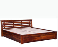 Asansol Sheesham Wood Queen Size Storage Bed - Queen Size Bed - Furniselan-Maple-Finish