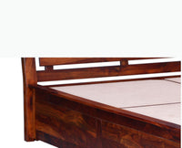 Asansol Sheesham Wood Queen Size Storage Bed - Queen Size Bed - Furniselan-Maple-Finish