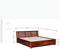 Asansol Sheesham Wood Queen Size Storage Bed - Queen Size Bed - Furniselan-Maple-Finish
