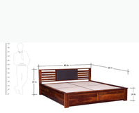 Asmara Sheesham Wood Queen Size Storage Bed - Queen Size Bed - Furniselan-Maple-Finish