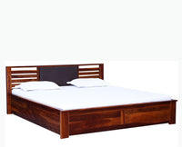 Asmara Sheesham Wood Queen Size Storage Bed - Queen Size Bed - Furniselan-Maple-Finish