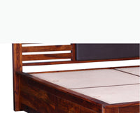 Asmara Sheesham Wood Queen Size Storage Bed - Queen Size Bed - Furniselan-Maple-Finish