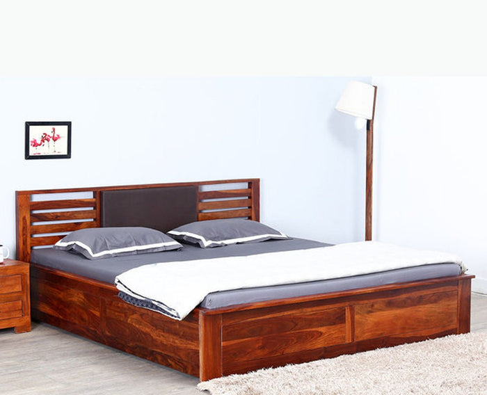 Asmara Sheesham Wood Queen Size Storage Bed - Queen Size Bed - Furniselan