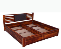 Asmara Sheesham Wood Queen Size Storage Bed - Queen Size Bed - Furniselan-Maple-Finish
