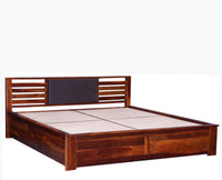 Asmara Sheesham Wood Queen Size Storage Bed - Queen Size Bed - Furniselan-Maple-Finish