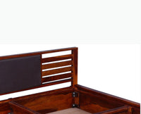 Asmara Sheesham Wood Queen Size Storage Bed - Queen Size Bed - Furniselan-Maple-Finish
