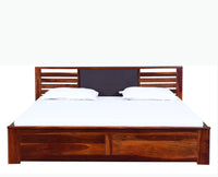 Asmara Sheesham Wood Queen Size Storage Bed - Queen Size Bed - Furniselan-Maple-Finish