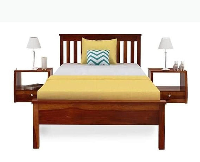 Astana Sheesham Wood Single Size Bed - Single Size Bed - Furniselan-Maple-Finish