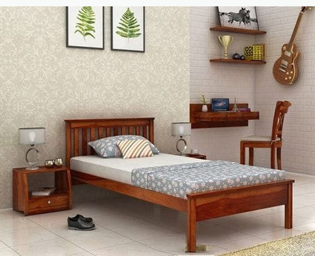 Astana Sheesham Wood Single Size Bed - Single Size Bed - Furniselan-Maple-Finish