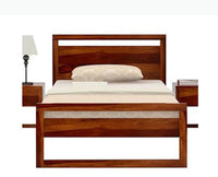 Athens Sheesham Wood Single Size Bed - Single Size Bed - Furniselan-Maple-Finish