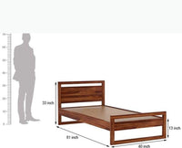 Athens Sheesham Wood Single Size Bed - Single Size Bed - Furniselan-Teak-Finish