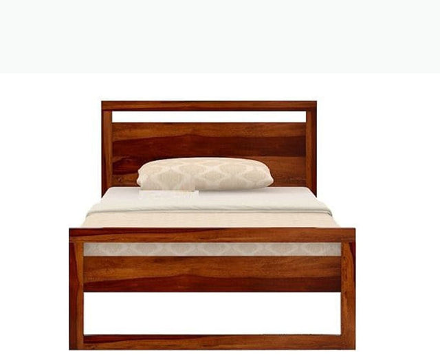 Athens Sheesham Wood Single Size Bed - Single Size Bed - Furniselan-Maple-Finish