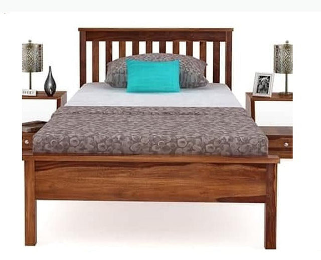 Auckland Sheesham Wood Single Size Bed - Single Size Bed - Furniselan-Teak-Finish