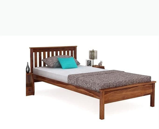 Auckland Sheesham Wood Single Size Bed - Single Size Bed - Furniselan-Teak-Finish