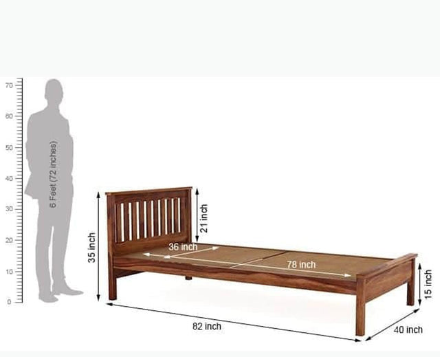 Auckland Sheesham Wood Single Size Bed - Single Size Bed - Furniselan-Teak-Finish