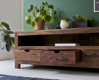 Austin Four Drawer TV Table Furniselan-Rustic-Teak-Finish