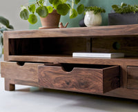 Austin Four Drawer TV Table Furniselan-Rustic-Teak-Finish