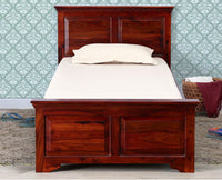 Baku Sheesham Wood Single Size Bed - Single Size Bed - Furniselan-Maple-Finish