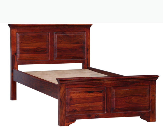 Baku Sheesham Wood Single Size Bed - Single Size Bed - Furniselan-Maple-Finish
