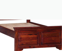 Baku Sheesham Wood Single Size Bed - Single Size Bed - Furniselan-Maple-Finish