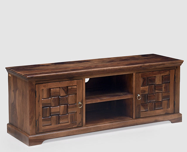 Bandung Solid Wood Two Doors TV Cabinet-Teak Finish - Tv Cabinet - Furniselan - Teak-Finish