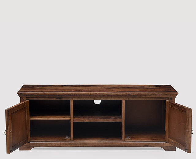 Bandung Solid Wood Two Doors TV Cabinet-Teak Finish - Tv Cabinet - Furniselan - Teak-Finish