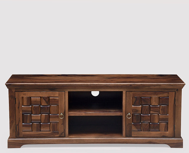 Bandung Solid Wood Two Doors TV Cabinet-Teak Finish - Tv Cabinet - Furniselan - Teak-Finish