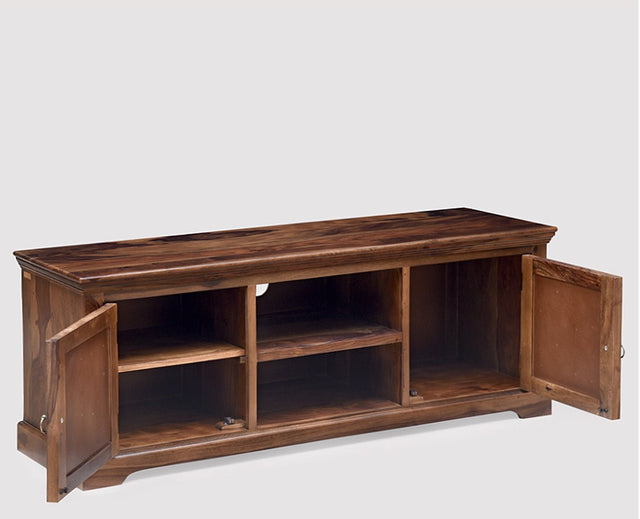Bandung Solid Wood Two Doors TV Cabinet-Teak Finish - Tv Cabinet - Furniselan - Teak-Finish