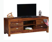 Bangalore Solid Wood Four Drawer TV Cabinet - Tv Cabinet - Furniselan-Teak-Finish