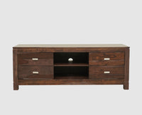 Bangalore Solid Wood Four Drawer TV Cabinet - Tv Cabinet - Furniselan-Grey-Finish