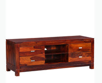 Bangalore Solid Wood Four Drawer TV Cabinet - Tv Cabinet - Furniselan-Maple-Finish