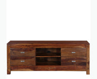 Bangalore Solid Wood Four Drawer TV Cabinet - Tv Cabinet - Furniselan-Teak-Finish
