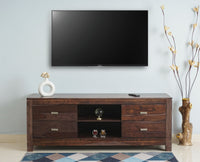 Bangalore Solid Wood Four Drawer TV Cabinet - Tv Cabinet - Furniselan-Grey-Finish