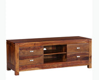Bangalore Solid Wood Four Drawer TV Cabinet - Tv Cabinet - Furniselan-Teak-Finish