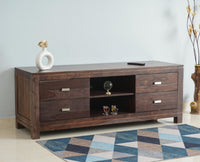 Bangalore Solid Wood Four Drawer TV Cabinet - Tv Cabinet - Furniselan-Grey-Finish