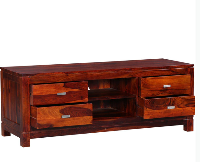 Bangalore Solid Wood Four Drawer TV Cabinet - Tv Cabinet - Furniselan-Maple-Finish
