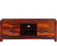 Bangalore Solid Wood Four Drawer TV Cabinet - Tv Cabinet - Furniselan-Maple-Finish