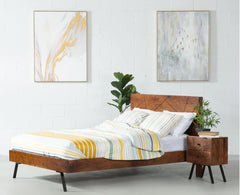 Barcelona Solid Wood King Size Bed - King Size Bed - Furniselan-Natural-Finish
