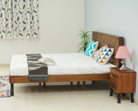 Barcelona Solid Wood King Size Bed - King Size Bed - Furniselan-Teak-Finish 
