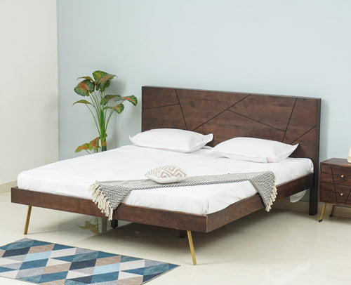Barcelona Solid Wood King Size Bed - King Size Bed - Furniselan-Grey-Finish