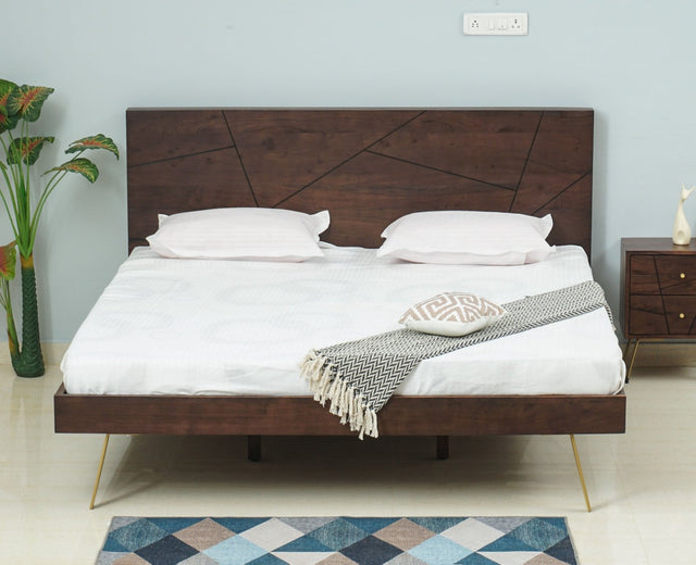 Barcelona Solid Wood King Size Bed - King Size Bed - Furniselan-Grey-Finish