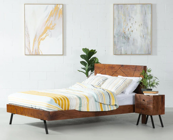 Barcelona Solid Wood Queen Size Bed - Queen Size Bed - Furniselan