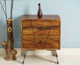 Barcelona Solid Wood Two Drawer Bedside Table - Bedside Table - Furniselan-Teak-Finish