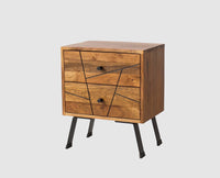 Barcelona Solid Wood Two Drawer Bedside Table - Bedside Table - Furniselan-Teak-Finish
