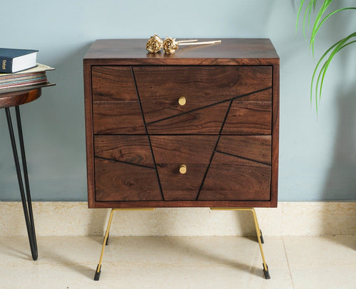 Barcelona Solid Wood Two Drawer Bedside Table - Bedside Table - Furniselan-Grey-Finish