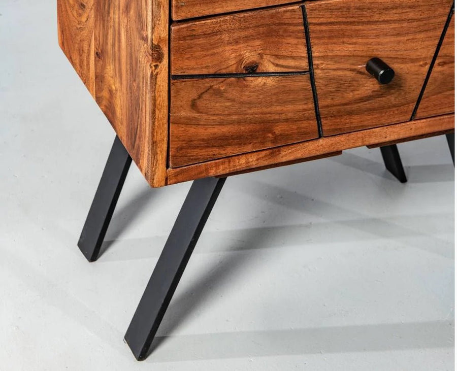 Barcelona Solid Wood Two Drawer Bedside Table - Bedside Table - Furniselan-Natural-Finish