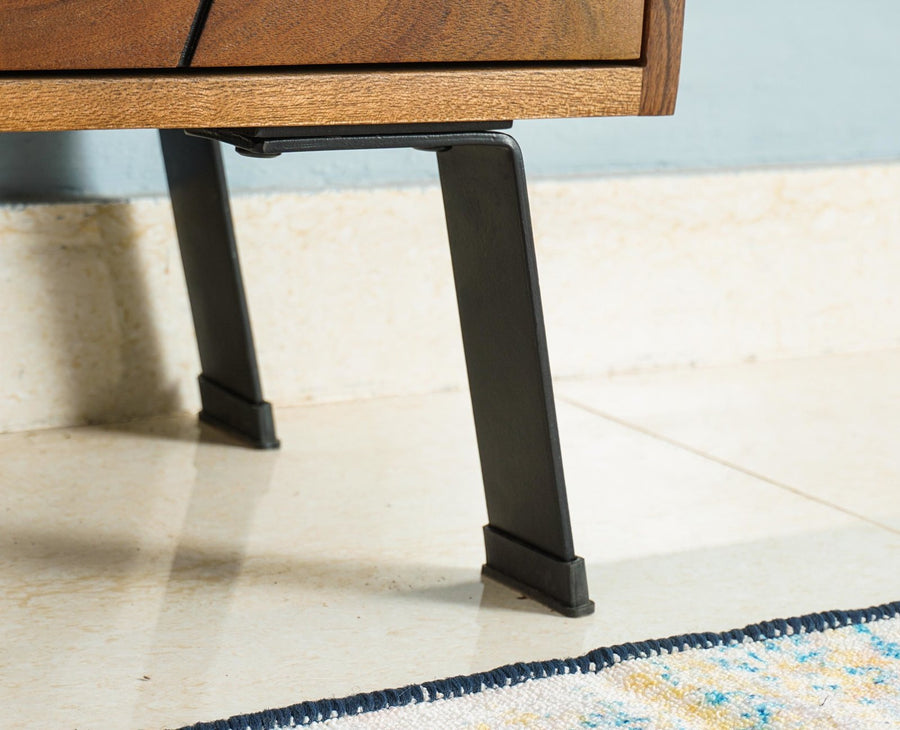 Barcelona Solid Wood Two Drawer Bedside Table - Bedside Table - Furniselan-Teak-Finish