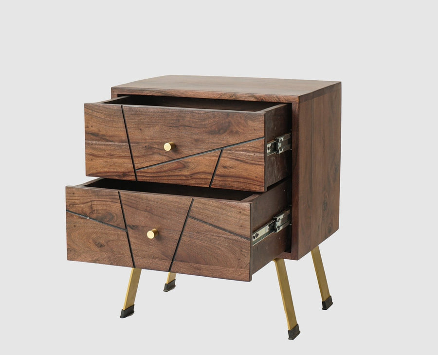 Barcelona Solid Wood Two Drawer Bedside Table - Bedside Table - Furniselan-Grey-Finish