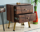 Barcelona Solid Wood Two Drawer Bedside Table - Bedside Table - Furniselan-Grey-Finish