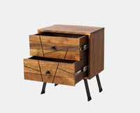 Barcelona Solid Wood Two Drawer Bedside Table - Bedside Table - Furniselan-Teak-Finish